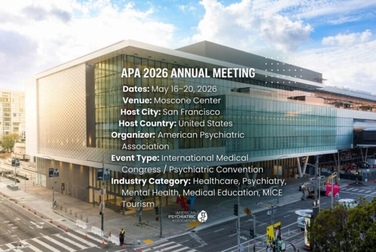 Announcement for APA 2026 Annual Meeting with dates May 16–20, 2026 at Moscone Center, San Francisco, United States.
