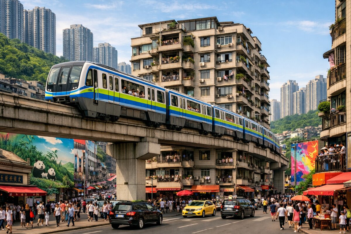 Experience Urban Innovation: Chongqing’s Unique Light Rail Station Above Apartments