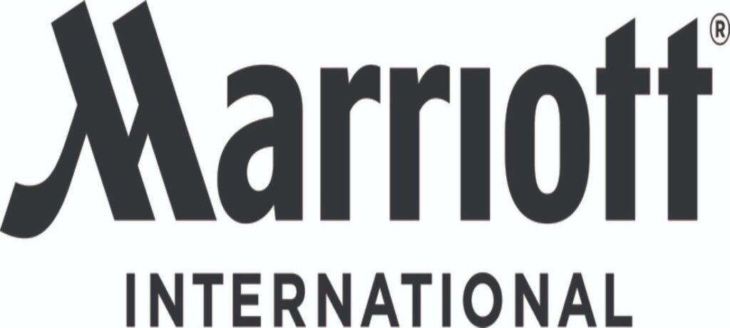 Marriott International logo wordmark in bold black text with a registered trademark symbol