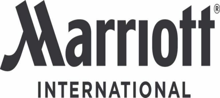 Marriott International logo wordmark in bold black text with a registered trademark symbol