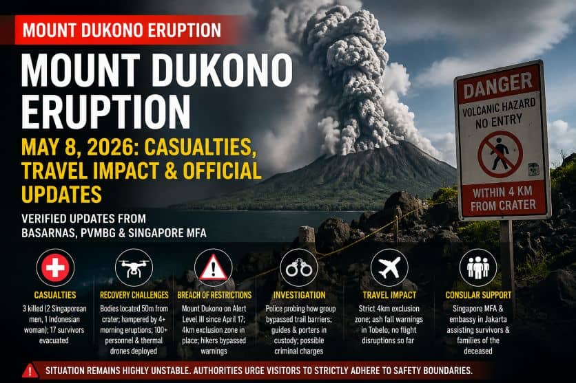 Mount Dukono Eruption Update: Tragedy Strikes as North Maluku Reports Three Fatalities, Ash Fallout, and Travel Advisory