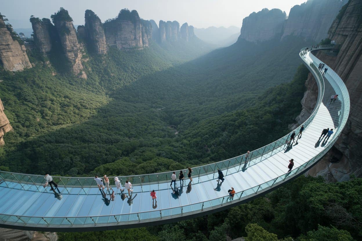 Discover the Ruyi Bridge: China’s Glass-Bottom Walkway Offering Spectacular Views