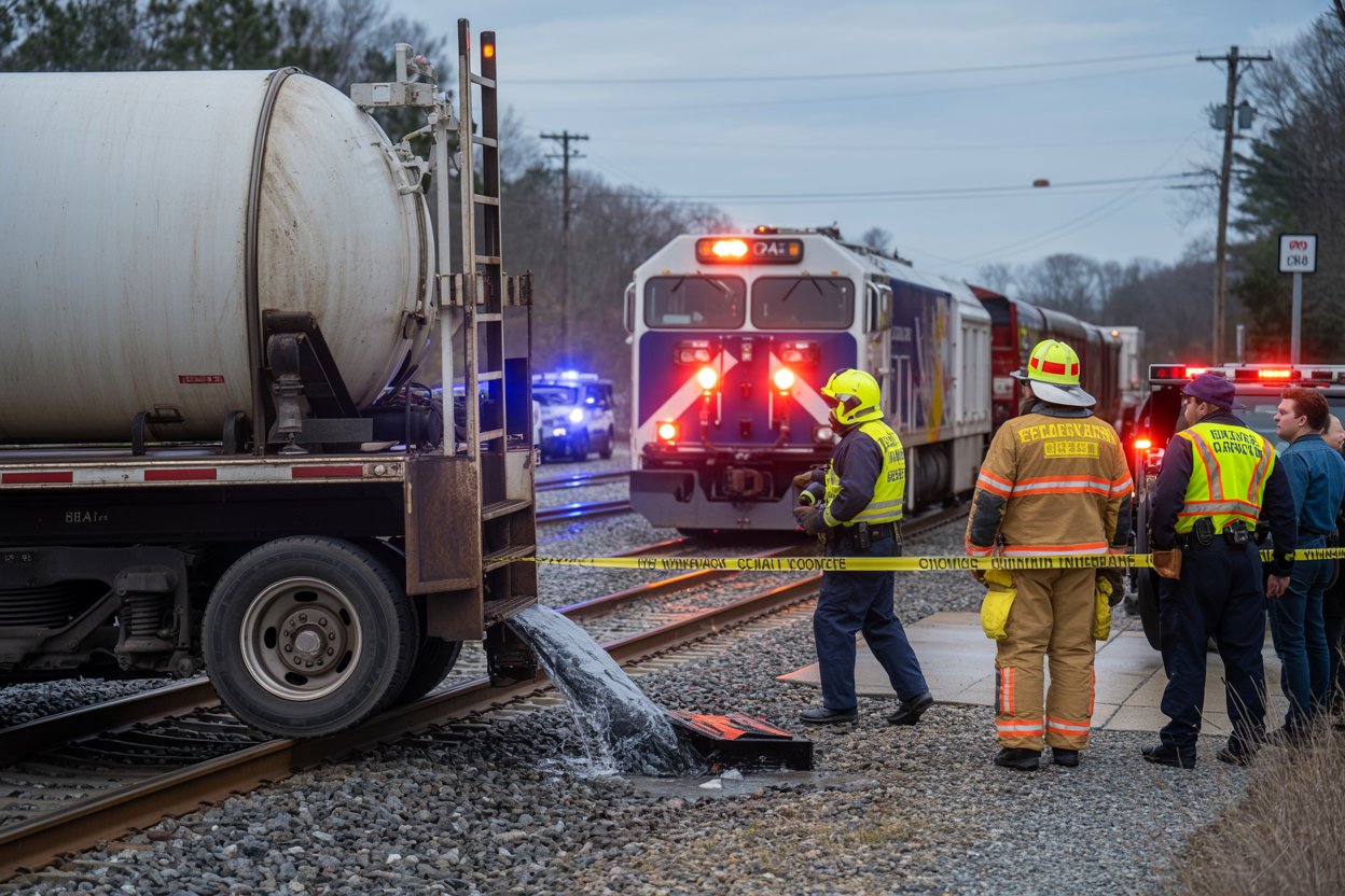 Train and Septic Truck Collision Causes Travel Disruptions in Chesapeake, Virginia