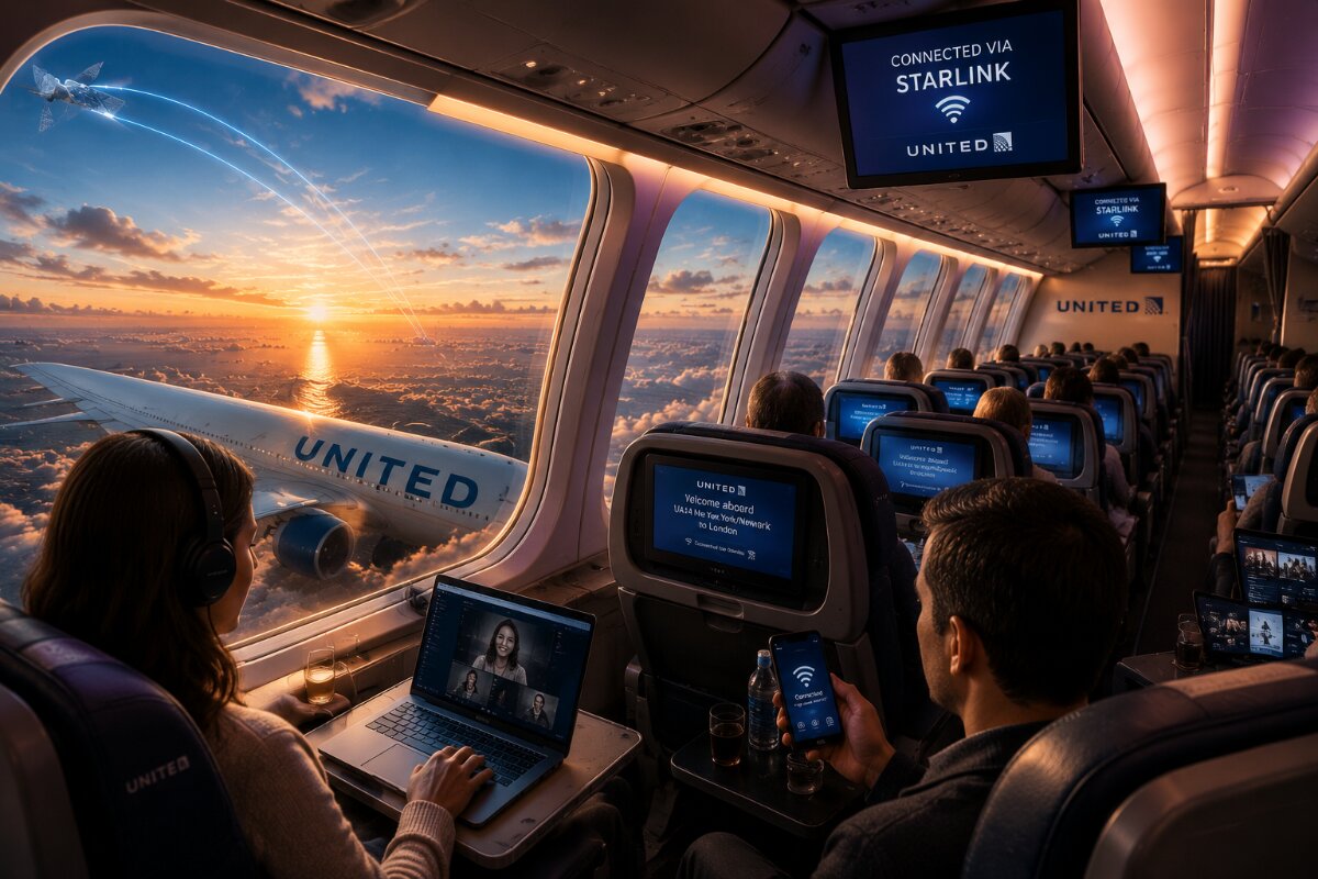 United Airlines Unveils Starlink-Equipped Long-Haul Flight UA14 from New York to London
