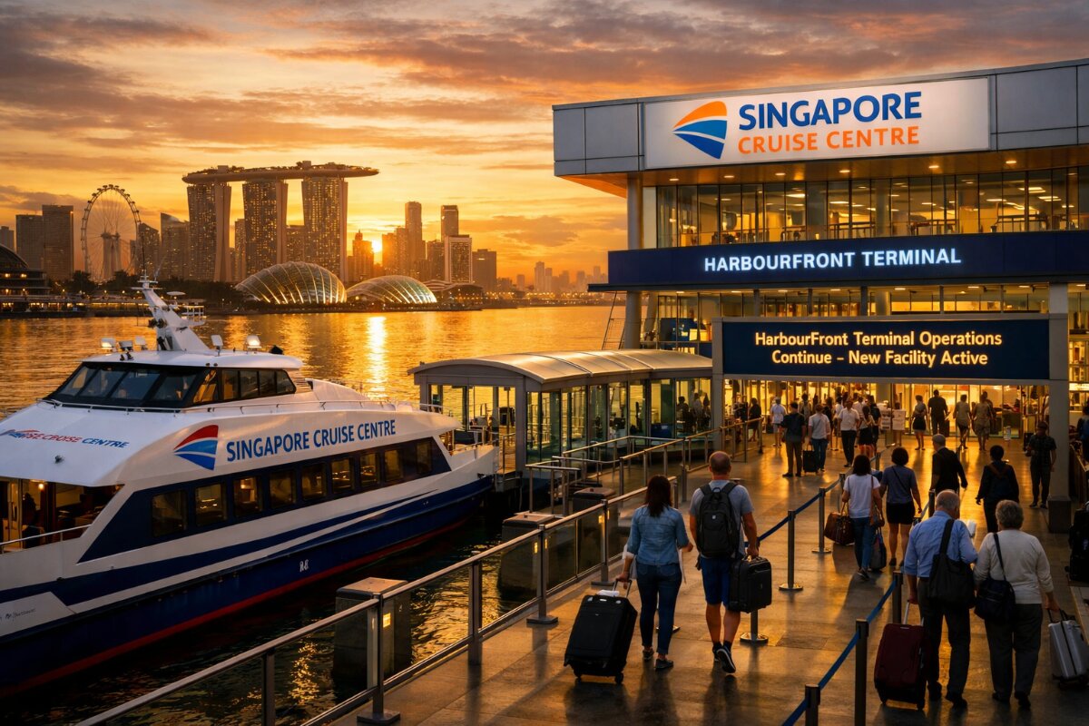 Singapore Cruise Centre relocates to the HarbourFront terminal, ensuring seamless operational continuity as services shift to a new facility in 2026 amid major redevelopment plans.