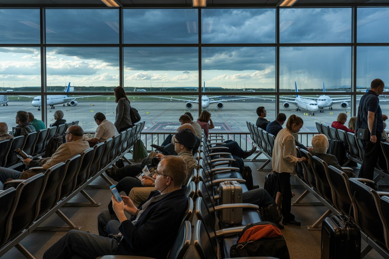 Travelers Stranded at Palm Beach International Airport, Florida as 29 Flights Are Delayed and 6 Canceled, Disrupting American Airlines, Delta Air Lines, United Airlines, JetBlue Airways, Southwest Airlines, Spirit Airlines, and More Across Key Domestic and International Routes to New York, Atlanta, Charlotte, Chicago, Dallas, Boston, and Toronto