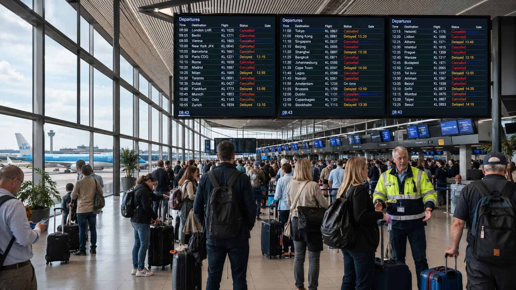 Travel Chaos Strikes Amsterdam Schiphol Airport as KLM, easyJet, United, Air France and Norse Atlantic Face 17 Flight Cancellations and 47 Delays, Disrupting Connections Across the Netherlands, United States, France, United Kingdom, Israel, Romania and Morocco, Leaving Scores of Passengers Facing Uncertainty—Here’s the Complete Breakdown