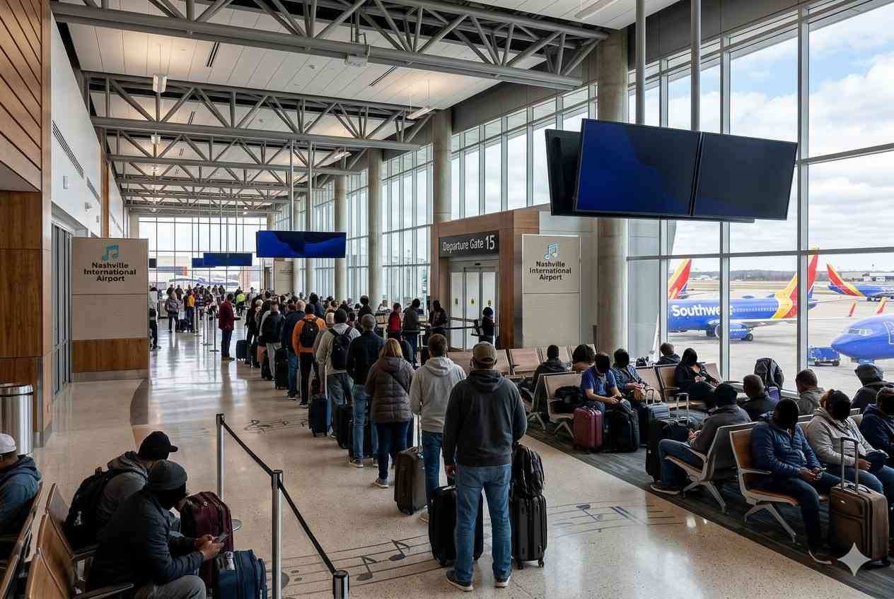 Hundreds of Passengers Stranded at Nashville International Airport As Endeavor Air, Republic Airways, PSA Airlines, Delta Air Lines, Southwest, JetBlue Face 11 Cancellations and 106 Delays, Affecting Travel To Cancun, Toronto, Vancouver, Montreal, New York, Los Angeles