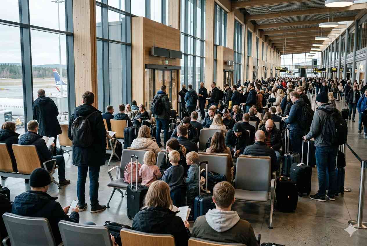 Passengers Grounded at Oslo Airport as Scandinavian Airlines, Icelandair, Norwegian Air Shuttle, Widerøe, Finnair Face 8 Cancellations and 111 Delays, Disrupting Travel to Copenhagen, Stockholm, Helsinki, London, Amsterdam