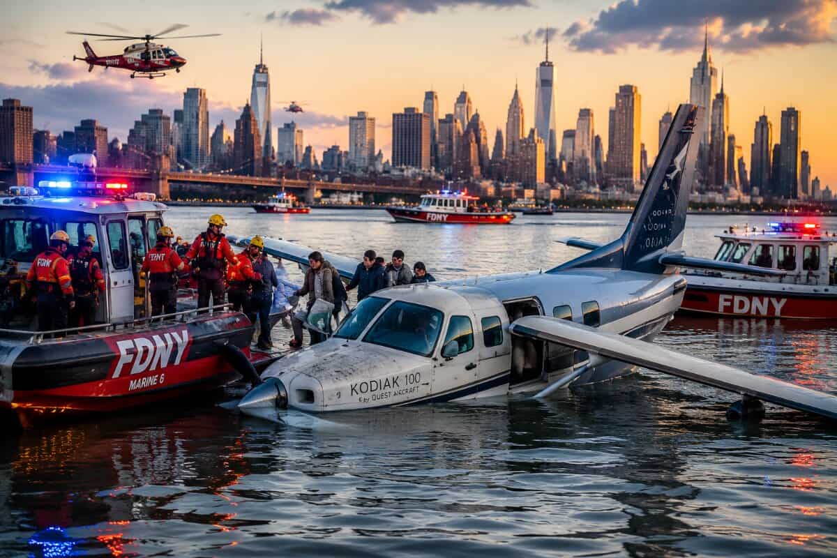 Kodiak 100 Seaplane Makes Emergency Water Landing in NYC’s East River